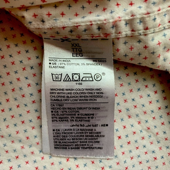 White Button Down Shirt w/ Red & Blue pattern - Picture 5 of 5